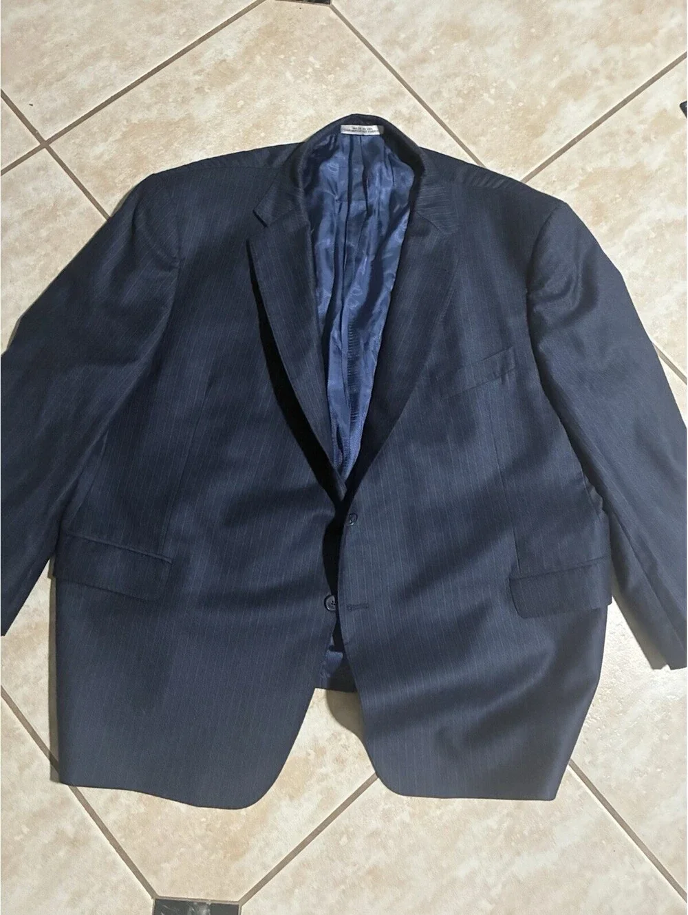 Joseph Abboud Custom Made Blazer 56R Navy Pinstripe Wool Cashmere Made In USA